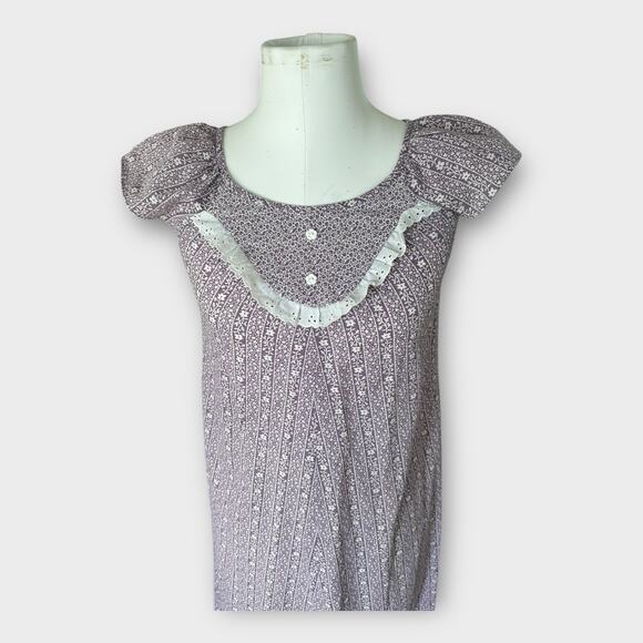 Vintage 70s Liberty House Hawaiian Purple Floral Cottagecore Boho Maxi Dress 4 - Picture 10 of 10